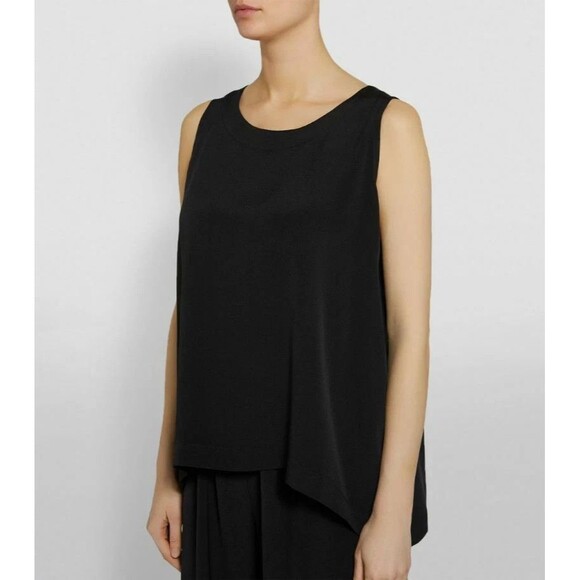 Eskandar 100% Silk A-Line Shell Tank Size 1 Black Quiet Luxury Minimalist Boxy - Picture 3 of 10